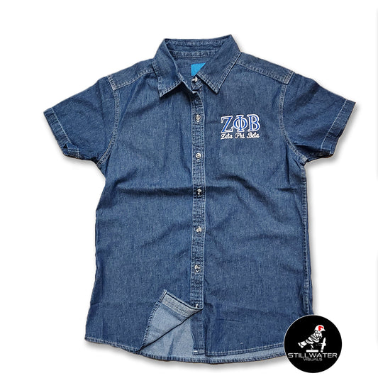 zeta phi beta denim shirt