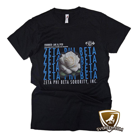 zeta phi beta white rose t-shirt