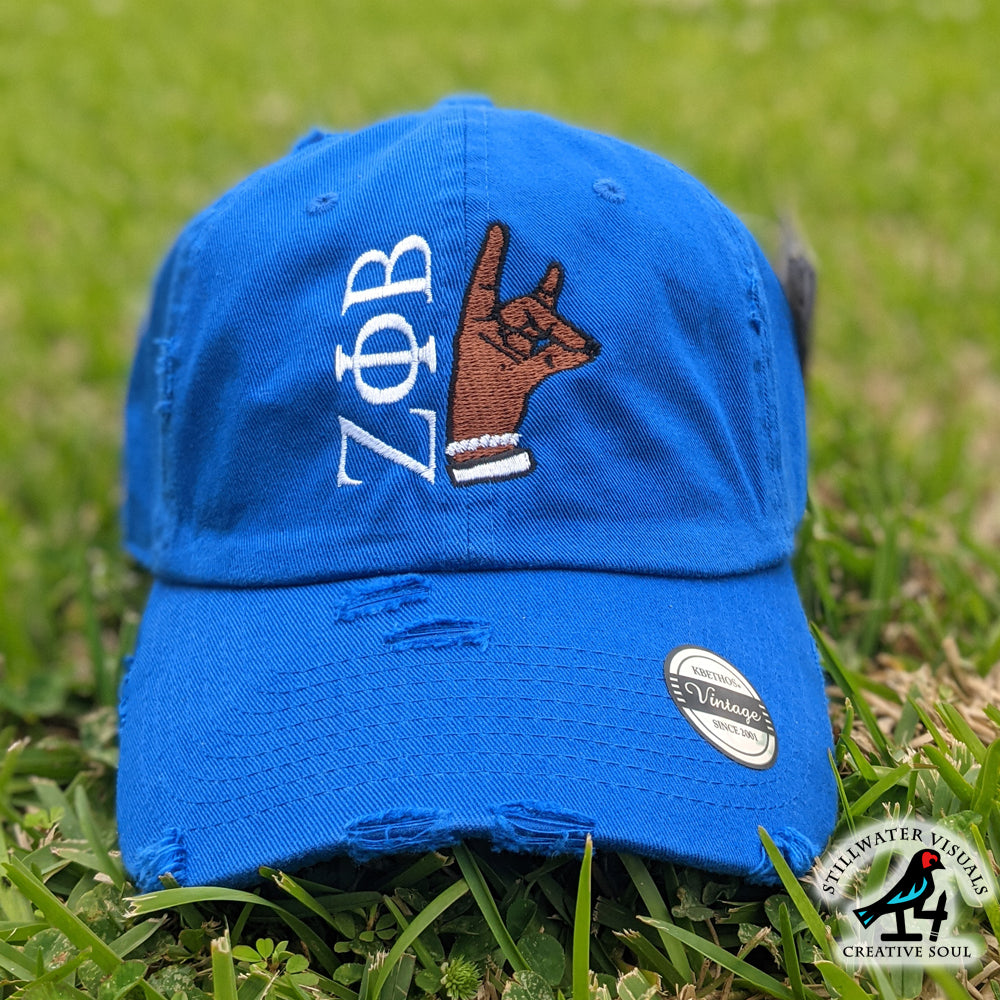 zeta phi beta distressed cap hat